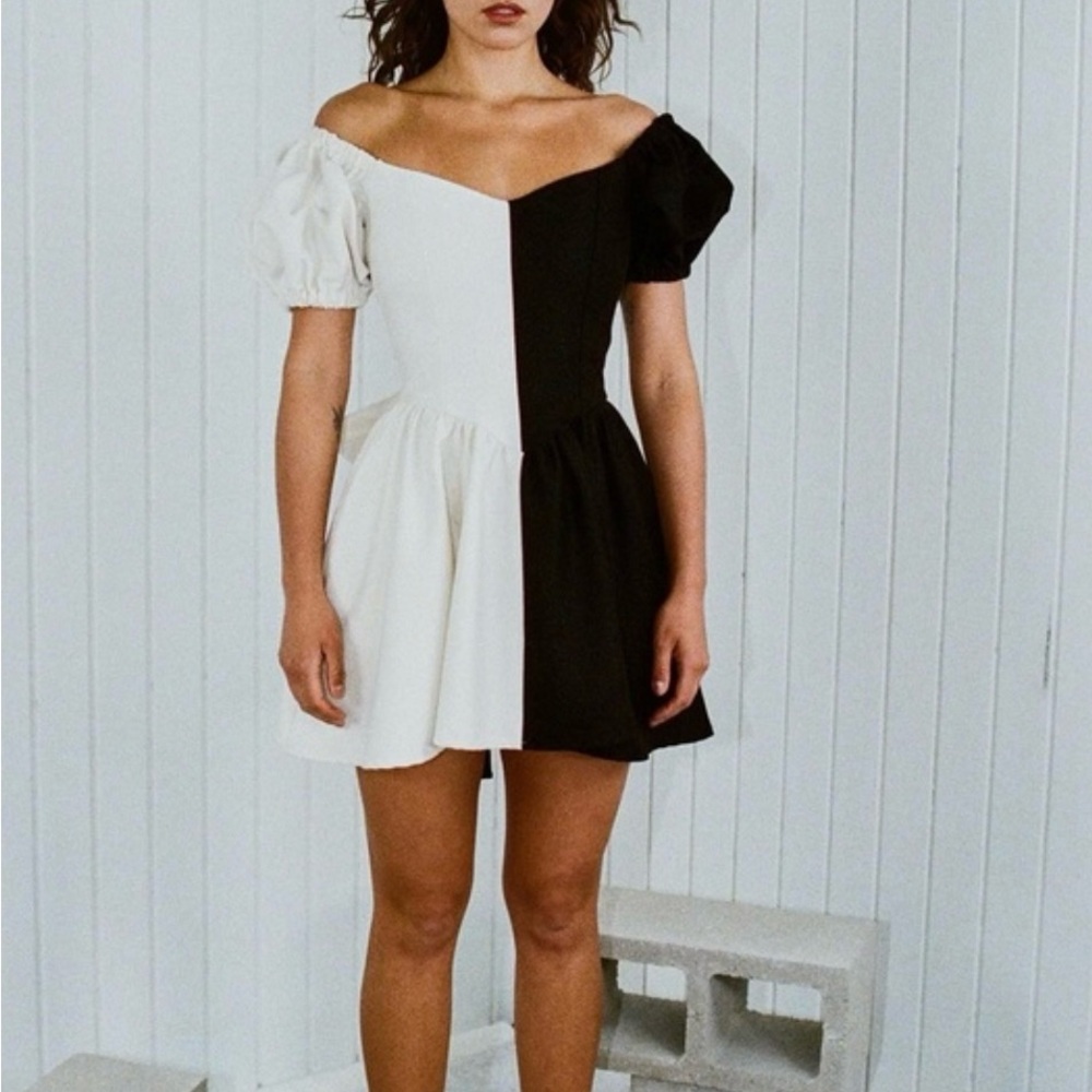 ISO! Fashion Brand Company Black and Cream Mini Dress *M,L, or XL* - Picture 2 of 4